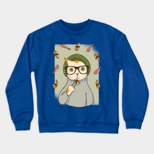 Hipster Cat Sushi Crewneck Sweatshirt